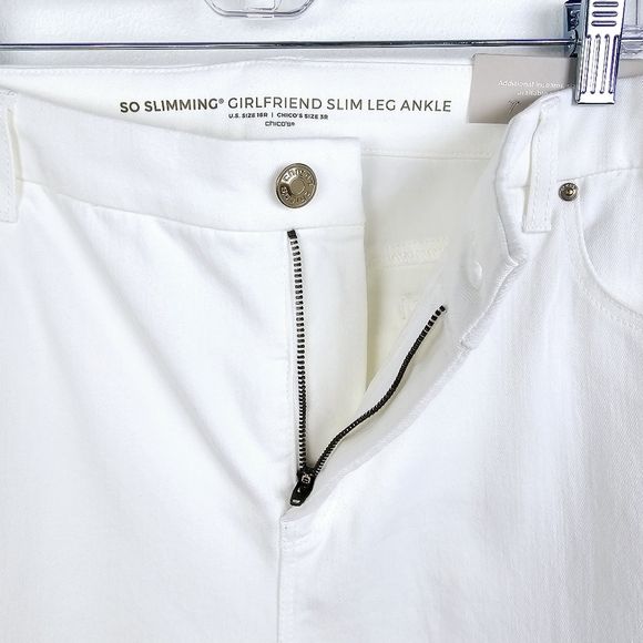 Chico's #570258018 So Slimming White Girlfriend Ankle Jeans NWT - Picture 11 of 16